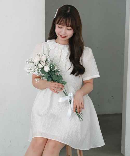 INTER FACTORY（インターファクトリー）の「【mayuka】 - ホイップミニワンピース - made in INTER FACTORY（ワンピース・レディース・アイボリー/ピンク/ホワイト・FREE）」の5枚目の写真