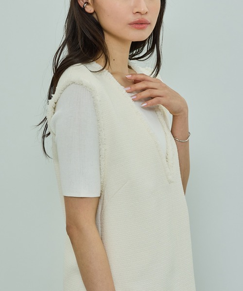 ROPE'(ロペ)の「【洗える】【WEB・一部店舗限定】サマーツイードオーバージレ(ベスト・レディース・ブラック系その他/ホワイト系その他5・FREE)」の3枚目の写真