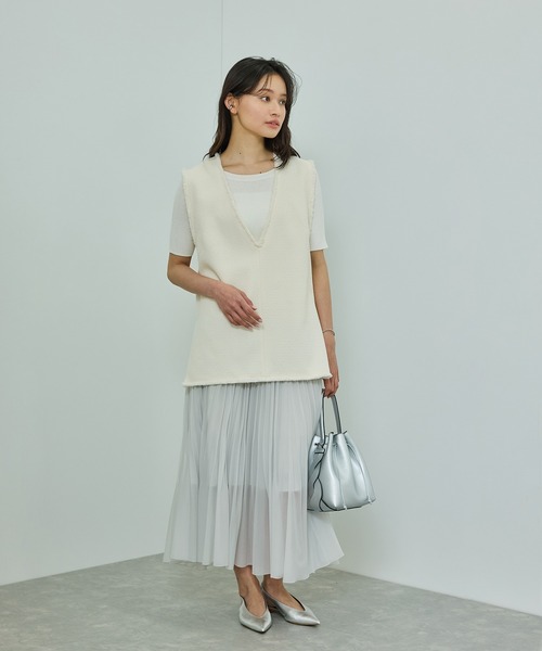 ROPE'(ロペ)の「【洗える】【WEB・一部店舗限定】サマーツイードオーバージレ(ベスト・レディース・ブラック系その他/ホワイト系その他5・FREE)」の5枚目の写真