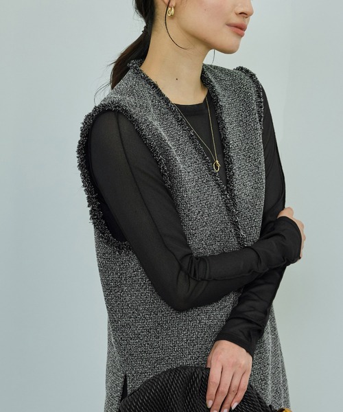 ROPE'(ロペ)の「【洗える】【WEB・一部店舗限定】サマーツイードオーバージレ(ベスト・レディース・ブラック系その他/ホワイト系その他5・FREE)」の10枚目の写真