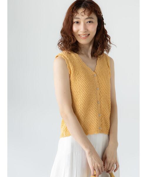 Lugnoncure（ルノンキュール）の「テープヤーンニットベスト《2025summer catalog item》（ニット/セーター・レディース・オフホワイト/ネイビー/オレンジ・F）」の7枚目の写真