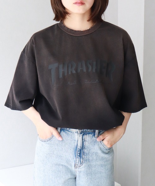 THRASHER（スラッシャー）の「【THRASHER/スラッシャー】オーバーサイズ ヴィンテージライク ダメージ加工 半袖フェイドTシャツ（Tシャツ/カットソー・メンズ・ピンク/ブラウン/ブラック/ネイビー・M/XL/L）」の16枚目の写真