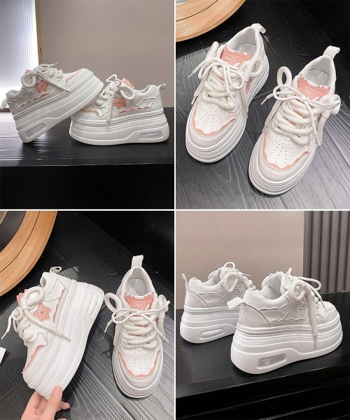 Miniministore(ミニミニストア)の「ボリューム厚底スニーカー レディース美脚(スニーカー・レディース・ブラック/ホワイト/ピンク・24.0cm/23.0cm/23.5cm/24.5cm/22.5cm)」の21枚目の写真