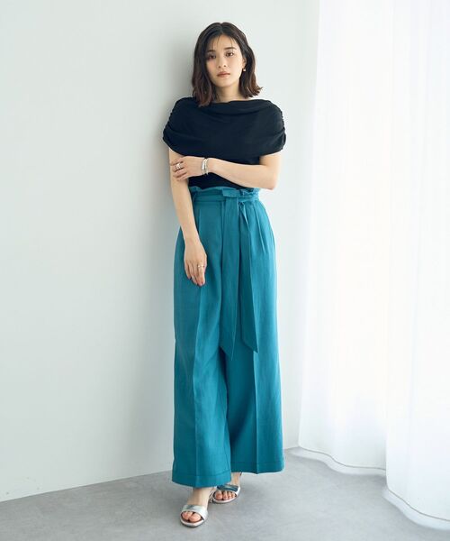 YECCA VECCA(イェッカヴェッカ)の「ベルテッドリネン混ワイドパンツ(その他パンツ・レディース・ライトベージュ/ブルーグリーン/ネイビー・FREE)」の22枚目の写真