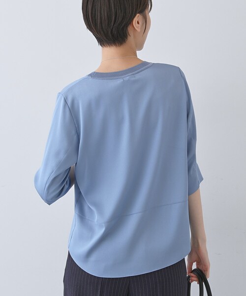 INDIVI（インディヴィ）の「【洗える／5分袖】シルク風素材オフィスブラウス（シャツ/ブラウス・レディース・ネイビー系5/ライトブルー/ピンク系1/ネイビー/ライトグレー/ホワイト/ブルー系5・38/34/15 /13/05）」の22枚目の写真