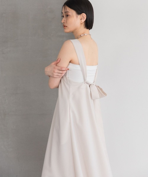 A part by(アパートバイ)の「バックリボンワンピース(ジャンパースカート・レディース・ブラウン/アイボリー/グレー系その他4・FREE)」の1枚目の写真