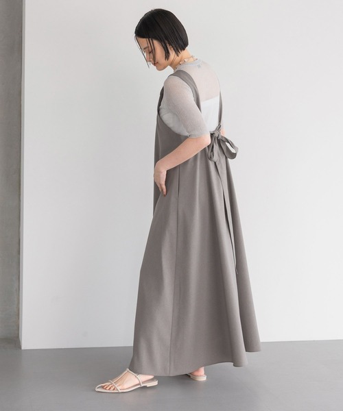 A part by(アパートバイ)の「バックリボンワンピース(ジャンパースカート・レディース・ブラウン/アイボリー/グレー系その他4・FREE)」の14枚目の写真