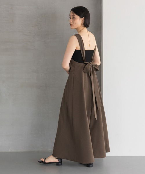 A part by(アパートバイ)の「バックリボンワンピース(ジャンパースカート・レディース・ブラウン/アイボリー/グレー系その他4・FREE)」の22枚目の写真