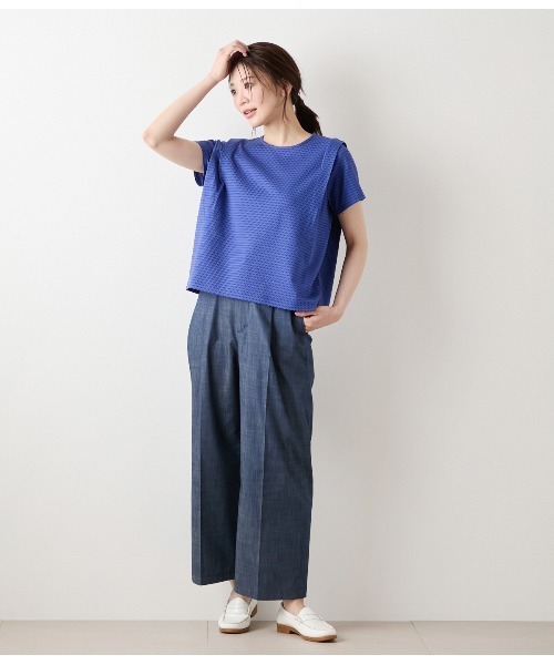 tシャツ 格子サッカー肩タックＴ レディース 格子サッカー肩タックT（Tシャツ/カットソー）｜NEWYORKER