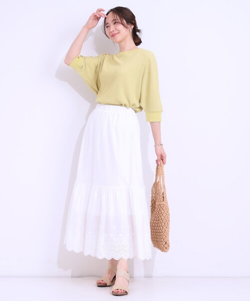 SHOO・LA・RUE(シューラルー)の「スカラップレースが華やか コットンティアードスカート(スカート・レディース・ホワイト/ブルー系その他/ブラック・00)」の11枚目の写真