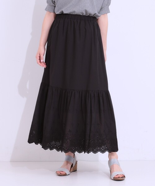 SHOO・LA・RUE(シューラルー)の「スカラップレースが華やか コットンティアードスカート(スカート・レディース・ホワイト/ブルー系その他/ブラック・00)」の9枚目の写真