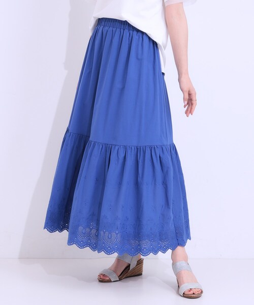 SHOO・LA・RUE(シューラルー)の「スカラップレースが華やか コットンティアードスカート(スカート・レディース・ホワイト/ブルー系その他/ブラック・00)」の5枚目の写真