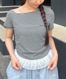 3.3 Field Trip/ドット柄裾レースTシャツ