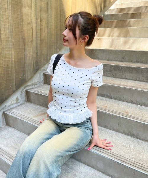 3.3 Field Trip (3.3フィールドトリップ)の「3.3 Field Trip/ドット柄裾レースTシャツ(Tシャツ/カットソー・レディース・その他4/その他2/その他1/その他3・FREE)」の9枚目の写真