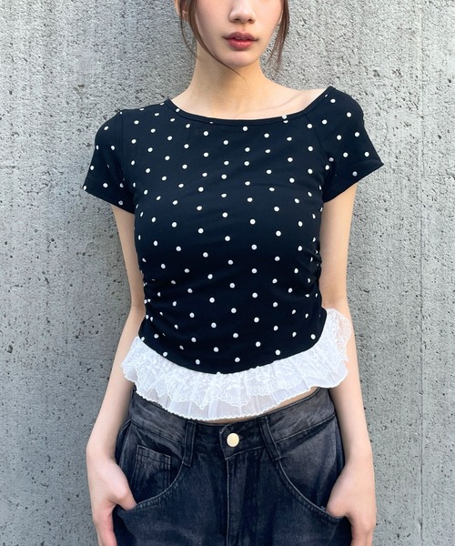 3.3 Field Trip (3.3フィールドトリップ)の「3.3 Field Trip/ドット柄裾レースTシャツ(Tシャツ/カットソー・レディース・その他4/その他2/その他1/その他3・FREE)」の11枚目の写真