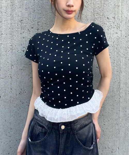 3.3 Field Trip (3.3フィールドトリップ)の「3.3 Field Trip/ドット柄裾レースTシャツ(Tシャツ/カットソー・レディース・その他4/その他2/その他1/その他3・FREE)」の12枚目の写真