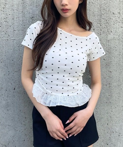 3.3 Field Trip (3.3フィールドトリップ)の「3.3 Field Trip/ドット柄裾レースTシャツ(Tシャツ/カットソー・レディース・その他4/その他2/その他1/その他3・FREE)」の14枚目の写真