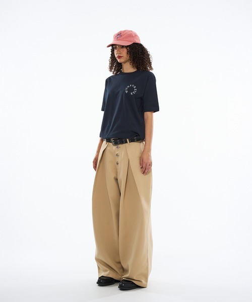 ASSORT CROSS TUCK BAGGY PANTS /グレー×ホワイト 新色追加】ASSORT CROSS TUCK BAGGY PANTS / アソートクロス
