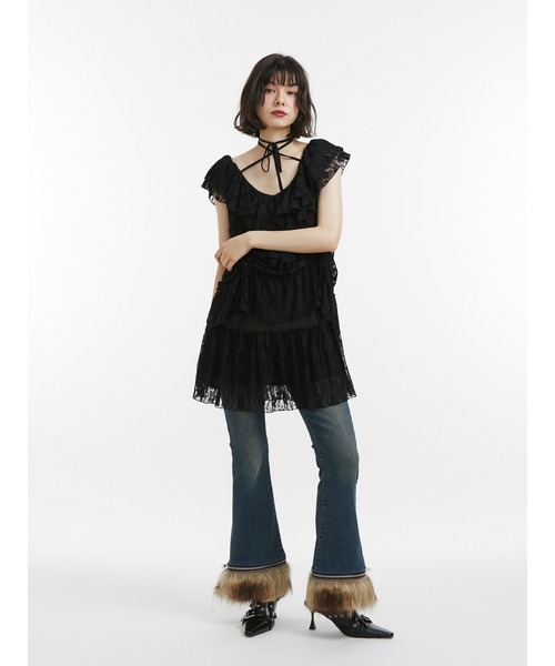 jouetie（ジュエティ）の「ファードッキングフィットフレアデニム（デニムパンツ・レディース・ブラック/ブルー・SMALL/MEDIUM）」の7枚目の写真