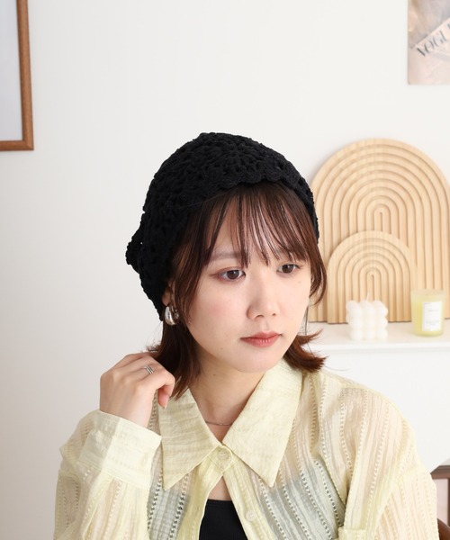 セール】RUCCHE フラワークロシェ編みワッチキャップ（ニット