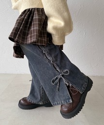 kutir（クティール）の「【新色追加】オーバーダイリボンフレアデニムパンツ（デニムパンツ）」