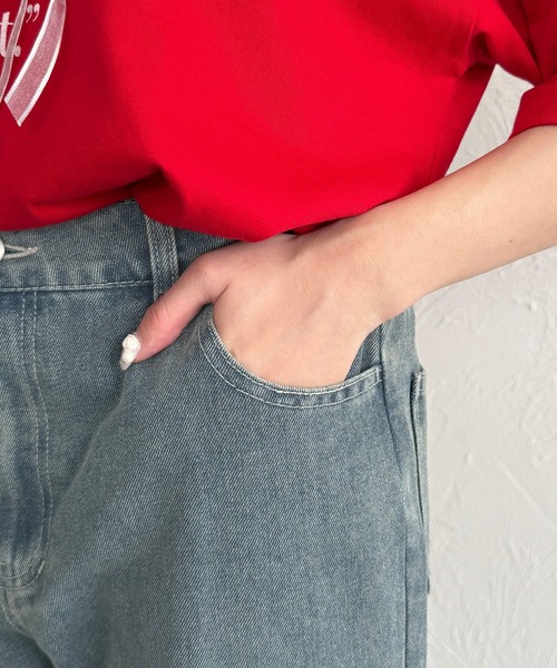 オーバーダイリボンフレアデニムパンツ オーバーダイリボンフレアデニムパンツ（デニムパンツ）｜kutir