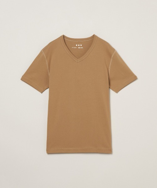 three dots(スリードッツ)の「オーガニックコットンニット Keith(Tシャツ/カットソー・メンズ・ベージュ系その他/ダークオリーブ・MEDIUM/LARGE/X-LARGE/SMALL)」の1枚目の写真