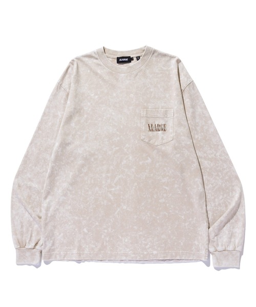 XLARGE（エクストララージ）の「CHEMICAL WASH OVERLAP LOGO L/S POCKET TEE（Tシャツ/カットソー・メンズ・ブラック/ベージュ/ネイビー・S/M/L/XL）」の3枚目の写真