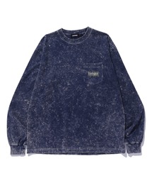 XLARGE(GNXg[W)CHEMICAL WASH OVERLAP LOGO L/S POCKET TEE(TVc/Jbg\[)