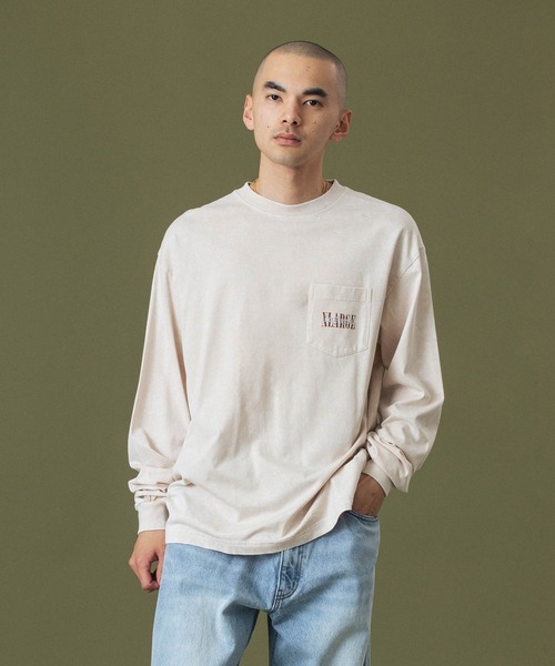 XLARGE（エクストララージ）の「CHEMICAL WASH OVERLAP LOGO L/S POCKET TEE（Tシャツ/カットソー・メンズ・ブラック/ベージュ/ネイビー・S/M/L/XL）」の8枚目の写真