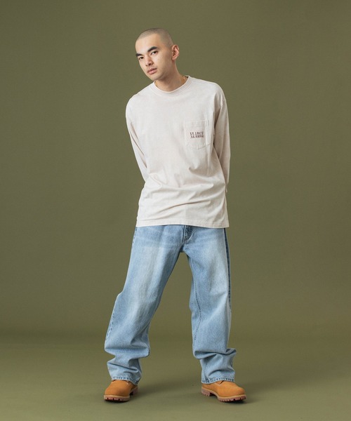 XLARGE（エクストララージ）の「CHEMICAL WASH OVERLAP LOGO L/S POCKET TEE（Tシャツ/カットソー・メンズ・ブラック/ベージュ/ネイビー・S/M/L/XL）」の9枚目の写真
