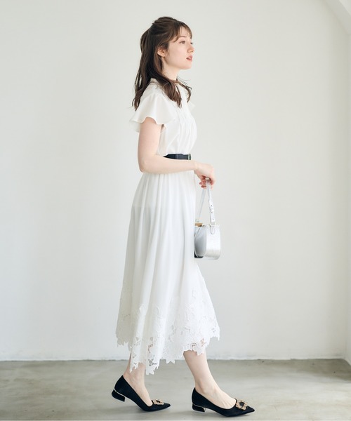 12Twelve Agenda（トゥエルブ　アジェンダ）の「裾刺繍ドッキングスカート（スカート・レディース・オフホワイト/ブラック・M）」の8枚目の写真