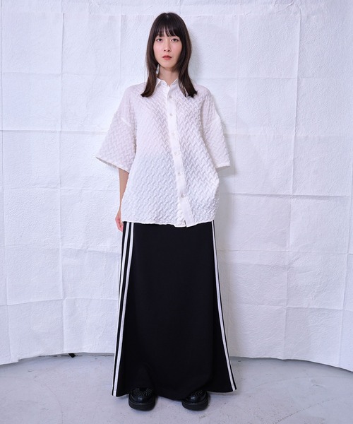 Nora Lily（ノラリリー）の「【Nora Lily】Emboss Wide S/S Shirt(UNISEX)（シャツ/ブラウス・メンズ・ホワイト/ブラック/ライトグリーン・FREE）」の7枚目の写真
