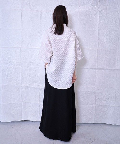 Nora Lily（ノラリリー）の「【Nora Lily】Emboss Wide S/S Shirt(UNISEX)（シャツ/ブラウス・メンズ・ホワイト/ブラック/ライトグリーン・FREE）」の9枚目の写真