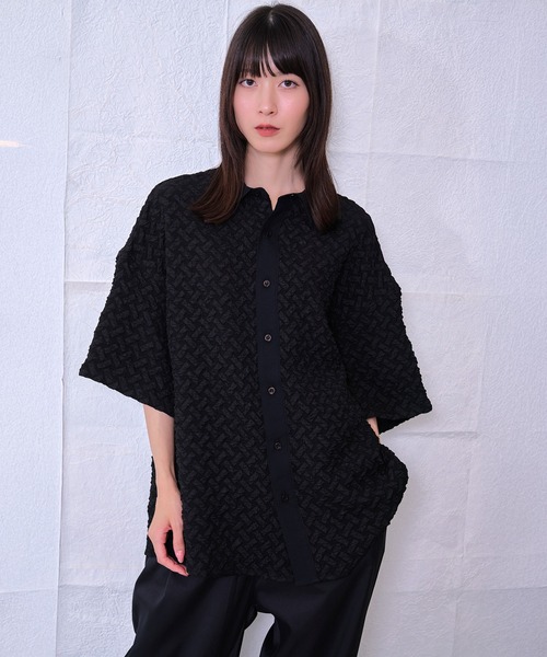 Nora Lily（ノラリリー）の「【Nora Lily】Emboss Wide S/S Shirt(UNISEX)（シャツ/ブラウス・メンズ・ホワイト/ブラック/ライトグリーン・FREE）」の13枚目の写真