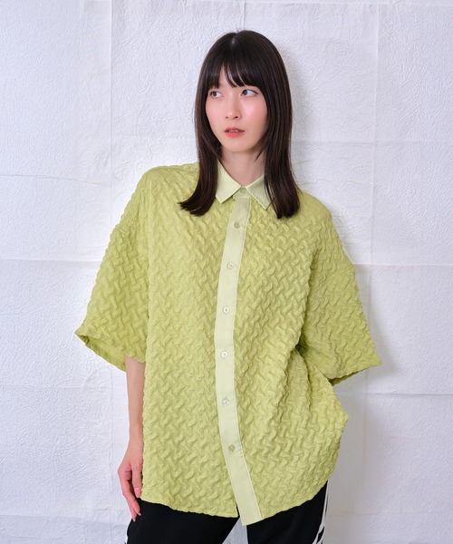 Nora Lily（ノラリリー）の「【Nora Lily】Emboss Wide S/S Shirt(UNISEX)（シャツ/ブラウス・メンズ・ホワイト/ブラック/ライトグリーン・FREE）」の22枚目の写真