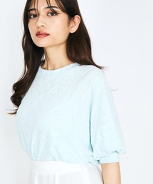 QUEENS COURT（クイーンズコート）の「フラワーカットジャガードトップス≪手洗い可能≫（Tシャツ/カットソー）」
