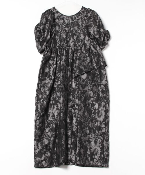 【ANDRESD】バブルスリーブジャガードドレス セール】バブルスリーブジャガードドレス / bubble sleeve jacquard