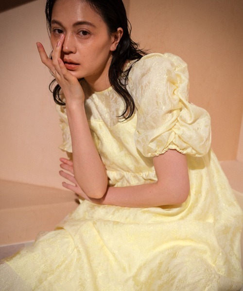 スーツ・フォーマル・ドレス ANDRESDbubble sleeve jacquard dressMtall ANDRESD ドレス バブルスリーブジャガードドレス / bubble