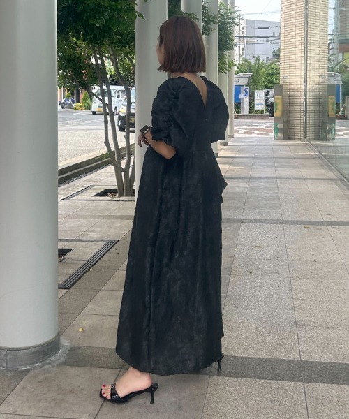 ANDRESD バブルスリーブ ピンクドレス セール】【ANDRESD】bubble sleeve jacquard dress［バブル