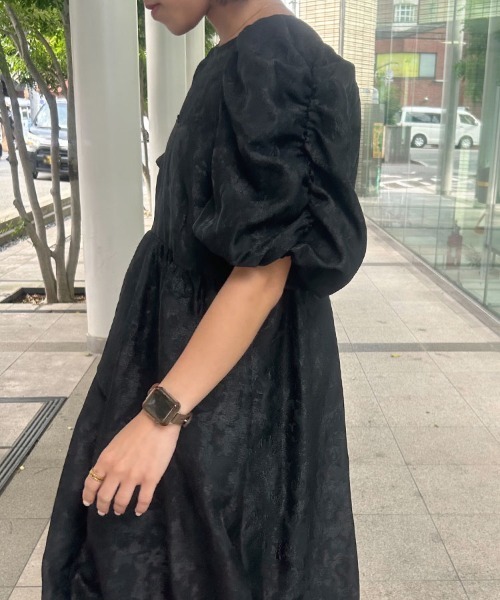 DONOBAN（ドノバン）の「【ANDRESD】bubble sleeve jacquard dress［バブルスリーブジャガードドレス］（ドレス・レディース・グレー/ピンク/ブラック/イエロー/ベージュ/ライトグレー・L/M/S）」の15枚目の写真