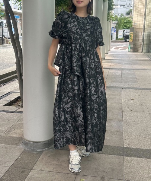 ANDRESD ◎新品◎バブルスリーブジャガードドレス ANDRESD ドレス bubble sleeve jacquard dress / バブルスリーブ