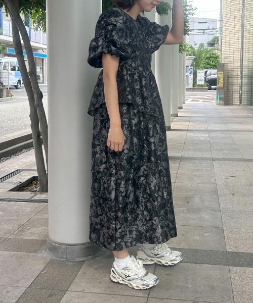 DONOBAN（ドノバン）の「【ANDRESD】bubble sleeve jacquard dress［バブルスリーブジャガードドレス］（ドレス・レディース・グレー/ピンク/ブラック/イエロー/ベージュ/ライトグレー・L/M/S）」の19枚目の写真