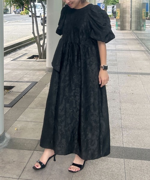 ANDRESD ◎新品◎バブルスリーブジャガードドレス ANDRESD ドレス bubble sleeve jacquard dress / バブルスリーブ