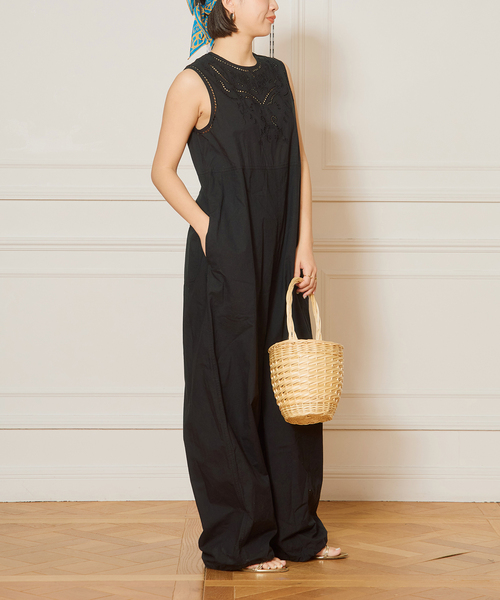 【新品】IENA LA BOUCLEカットワークレースオールインワン ブラック 追加》IENA LA BOUCLE カットワークレースオールインワン2