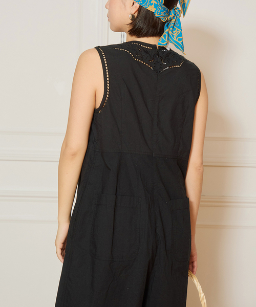 【新品】IENA LA BOUCLEカットワークレースオールインワン ブラック 追加》IENA LA BOUCLE カットワークレースオールインワン2