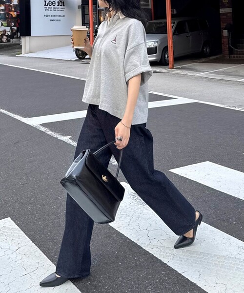 tシャツ ワンポイント刺繍半袖ラガーシャツ レディース セール】ワンポイント刺繍半袖ラガーシャツ（Tシャツ/カットソー