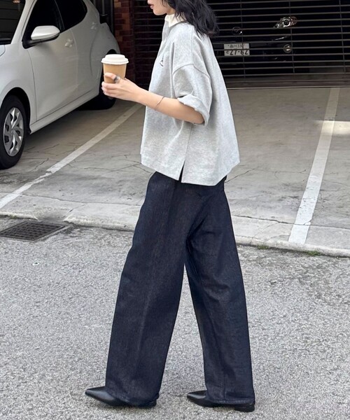 fredy emue（フレディエミュ）の「ワンポイント刺繍半袖ラガーシャツ（Tシャツ/カットソー・レディース・ライトグレー/グリーン系その他/ホワイト系その他/ブラック・38）」の9枚目の写真