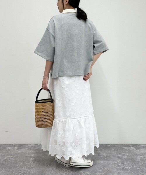 fredy emue（フレディエミュ）の「ワンポイント刺繍半袖ラガーシャツ（Tシャツ/カットソー・レディース・ライトグレー/グリーン系その他/ホワイト系その他/ブラック・38）」の17枚目の写真