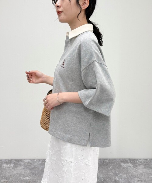 fredy emue（フレディエミュ）の「ワンポイント刺繍半袖ラガーシャツ（Tシャツ/カットソー・レディース・ライトグレー/グリーン系その他/ホワイト系その他/ブラック・38）」の20枚目の写真